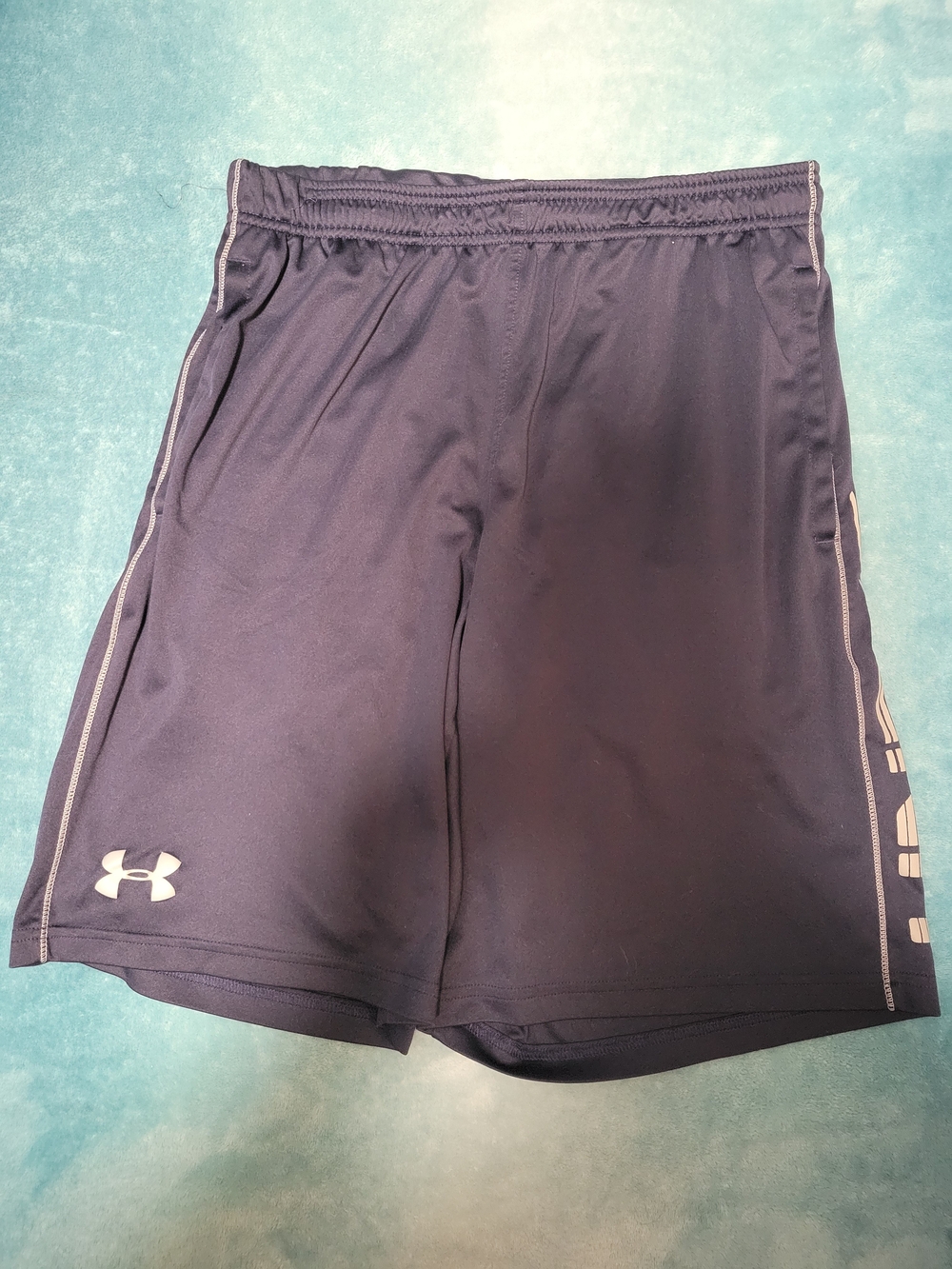 Under Armour Men’s Dark Blue Athletic Shorts with White Logo